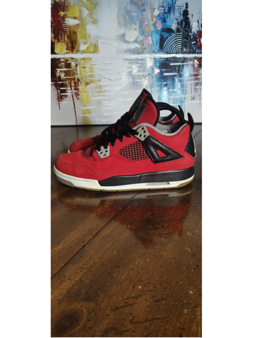 Air Jordan 4 Retro Shoes Youth Size 6Y Red Black Sneakers 408452-603